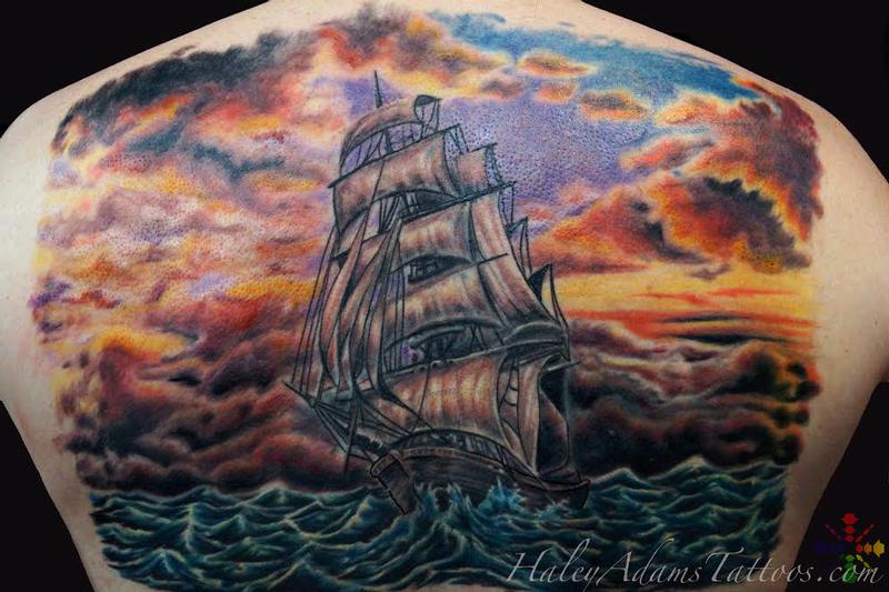sailing ship back piece