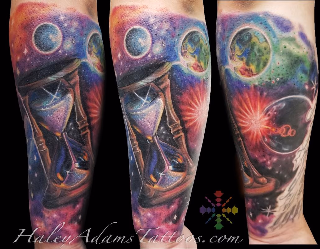 Hourglass space tattoo