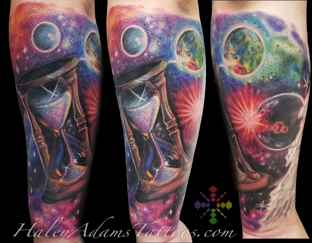 Hourglass space tattoo