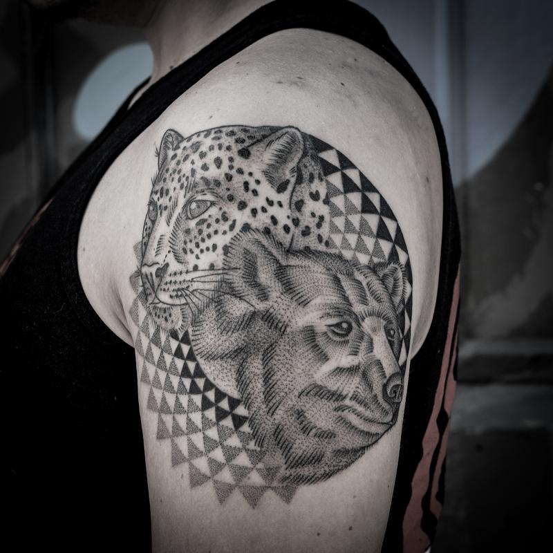 blackwork dotwork animals