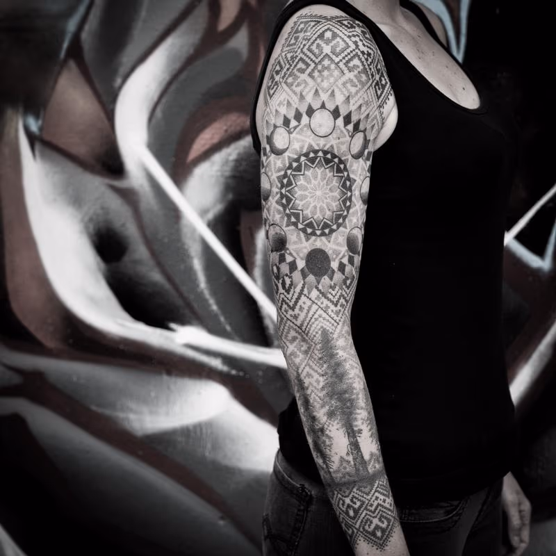 blackwork dotwork sleeve