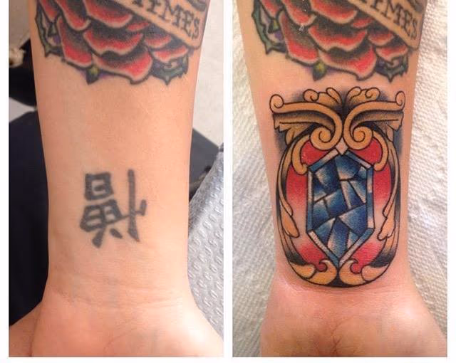 Kanji Coverup with Traditional Gem