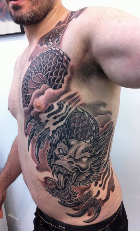 Rib Dragon Tattoo