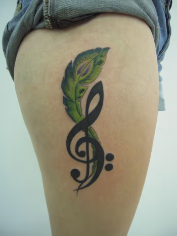 Note and Feather Tattoo