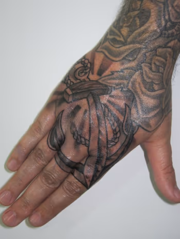 Anchor hand tattoo