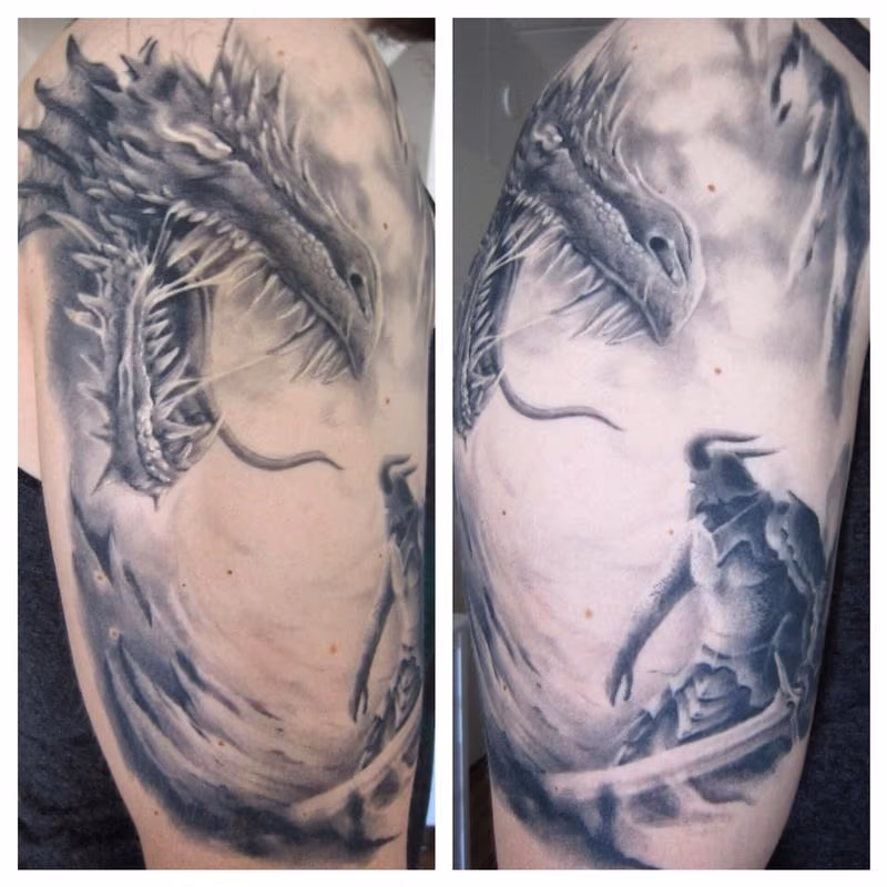 Healed dragon & warrior