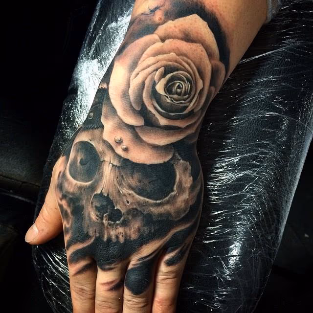 Skull and rose