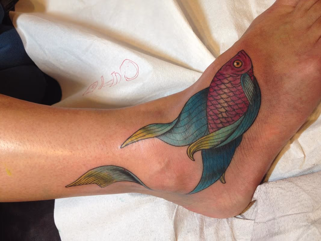 Freehand Beta Fish Tattoo