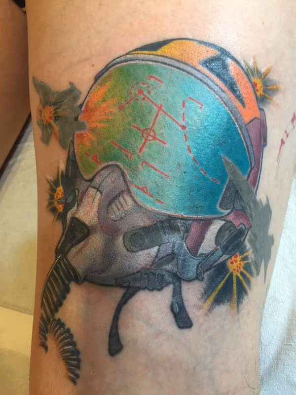 Dog Fight Helmet Tattoo