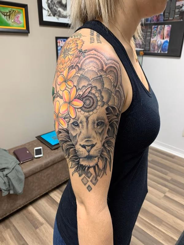 Lion, Black and Gray