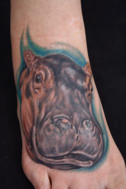 Realistic Hippo Tattoo