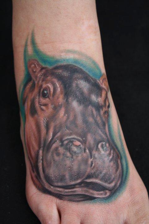 Realistic Hippo Tattoo
