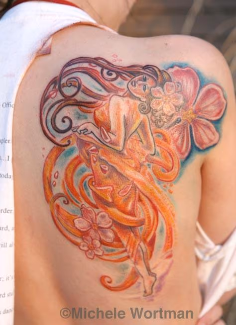 Mucha inspired back shoulder
