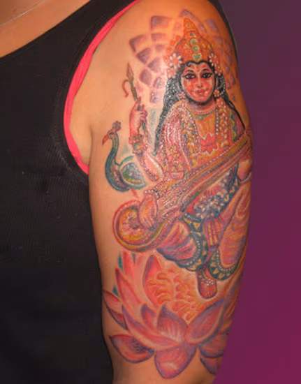 Hindu on Lotus with Sitar