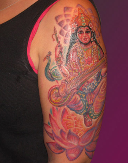 Hindu on Lotus with Sitar