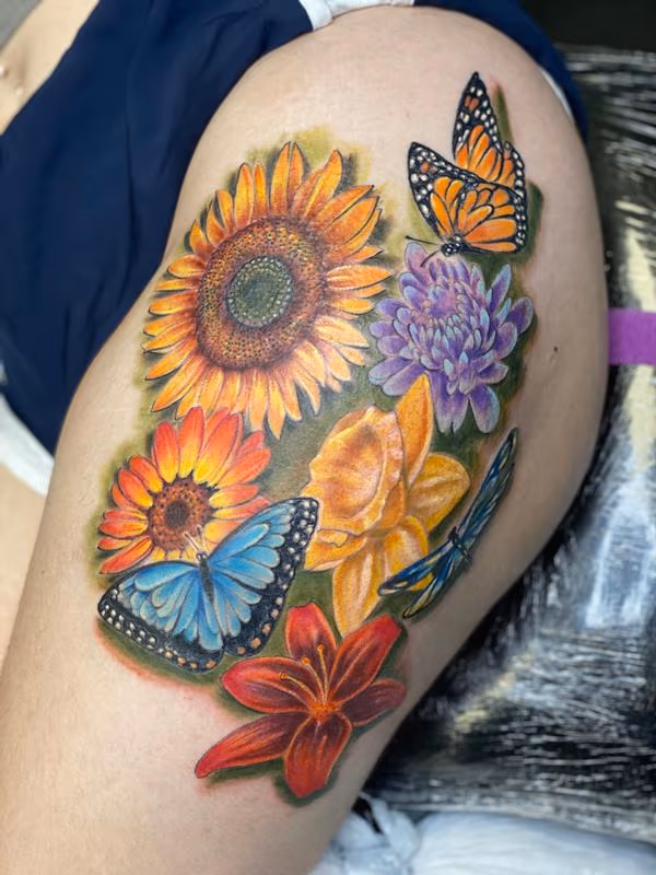 Flowers and butterflys