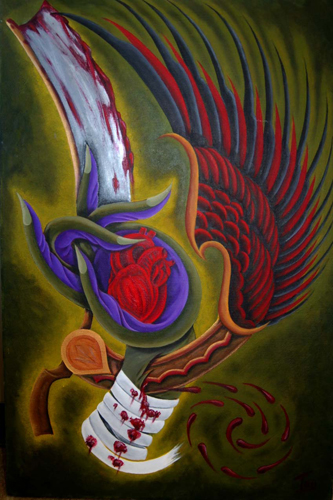 Straight Razor Acrylic Painting