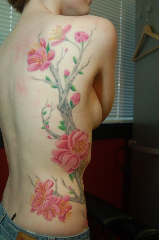 Flowers and tree on ribs