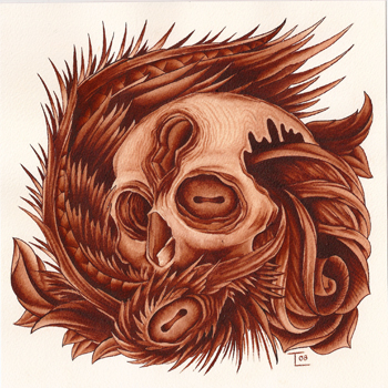 Skull Rose and Wing