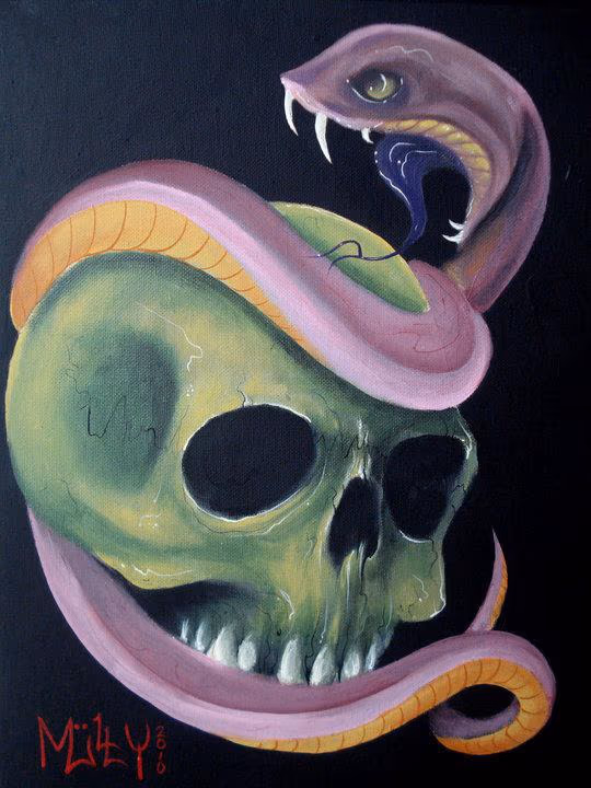Skull & Snake painting