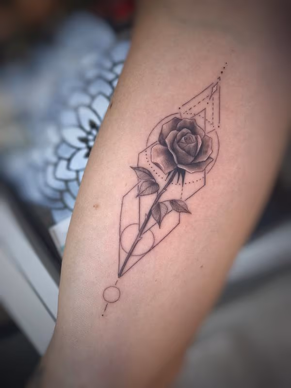 linework, geometrical flower