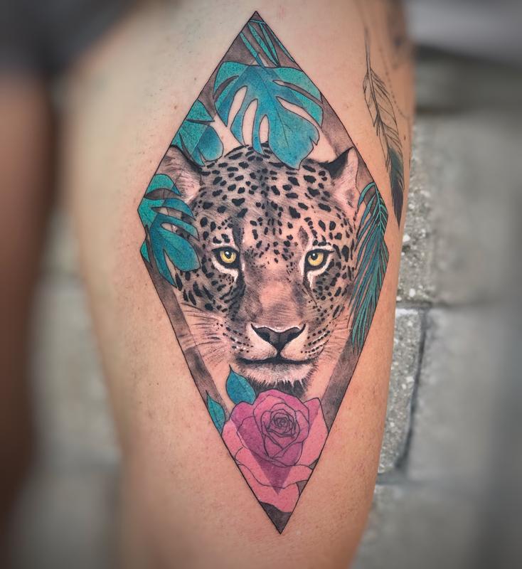 Jaguar, diamond, floral