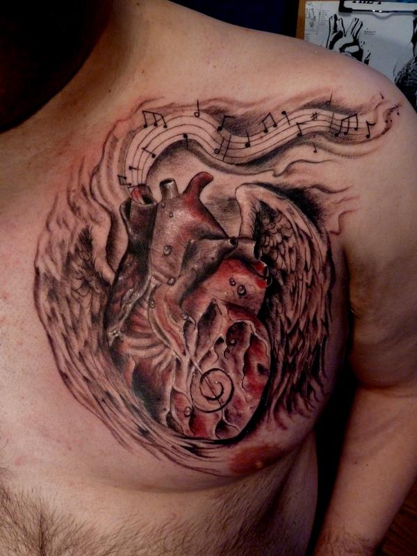 Musical Anatomical Heart Tattoo