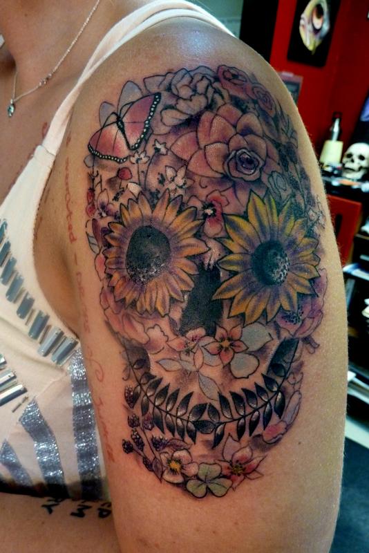 Day of the Dead skull with flowers