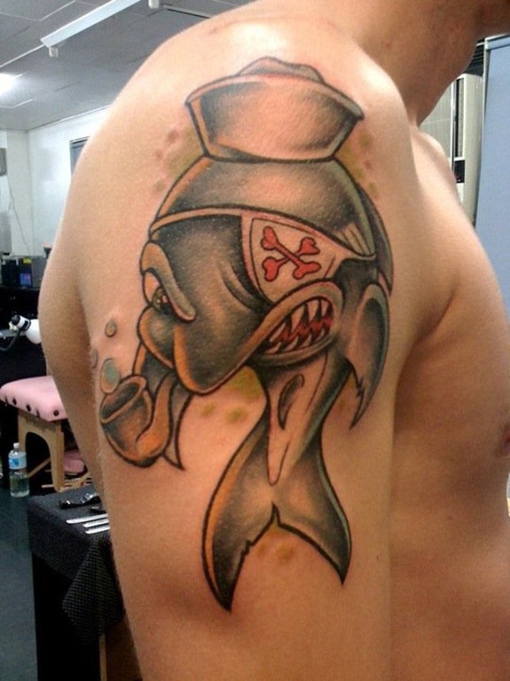 color shark tattoo