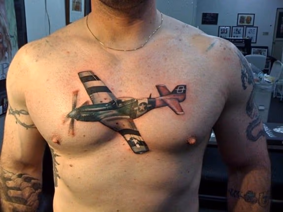 Color airplane tattoo