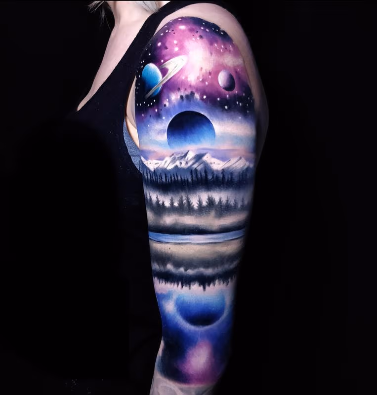 Nightscape with Space Half sleeve