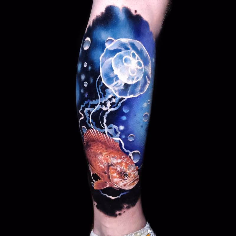 Rockfish and Jellyfish tattoo