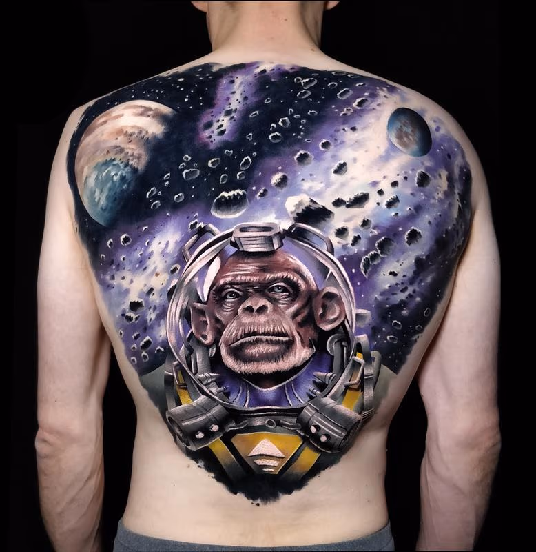 Monkey in Space Tattoo