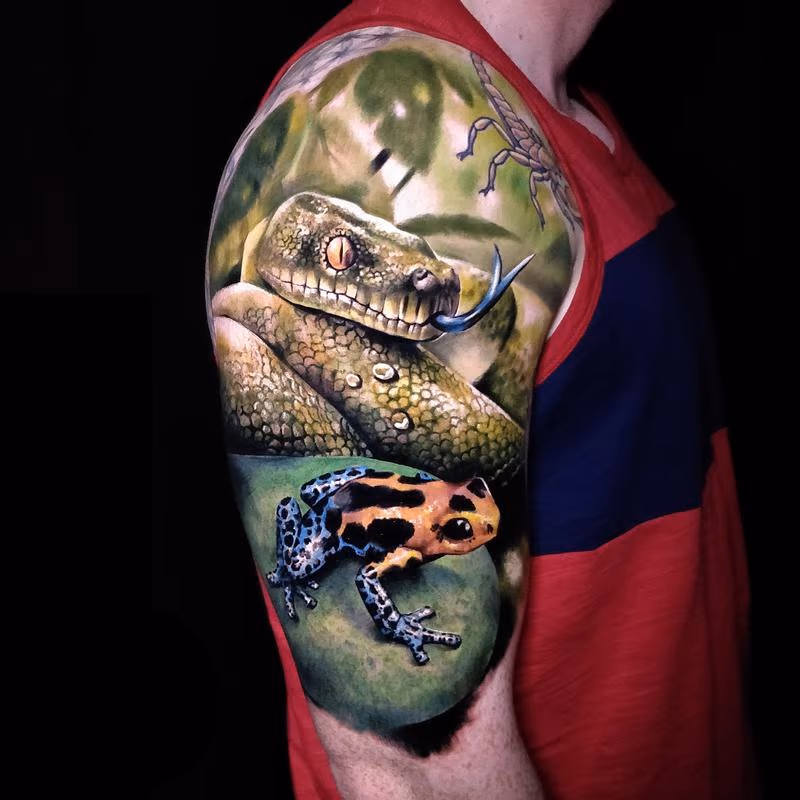 Python and Frog Tattoo