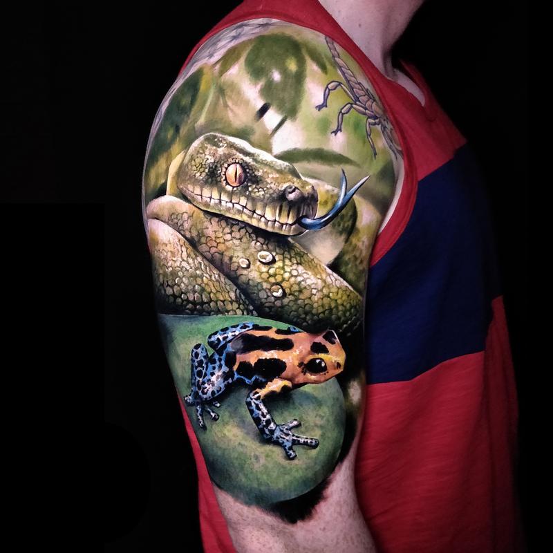 Python and Frog Tattoo