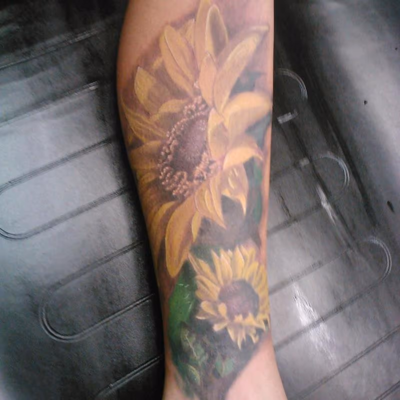 Painterly Sunflower Tattoo