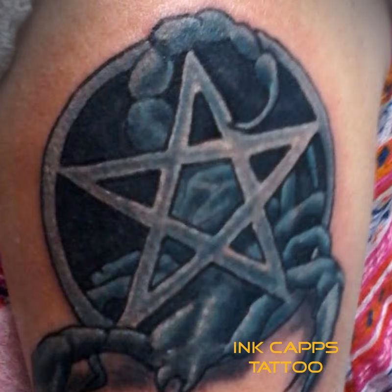 Pentagram scorpion in blue
