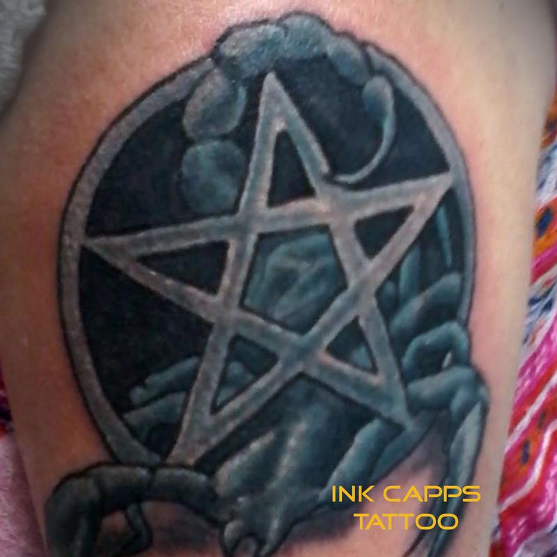Pentagram scorpion in blue