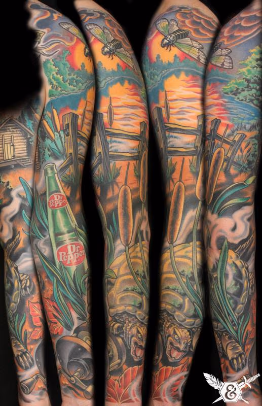 Snapping turtle and South Georgia landscape sleeve