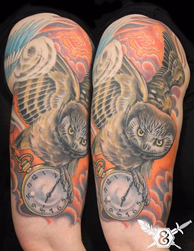Owl with pocket watch