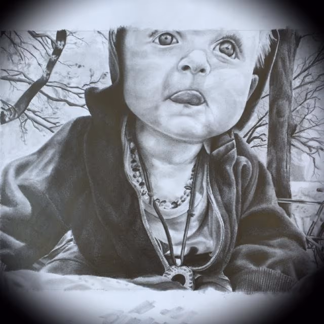 Black and Gray Portrait of my son Otto lee