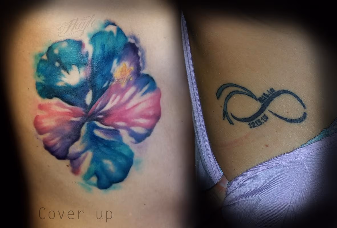Watercolor style Hibiscus cover up