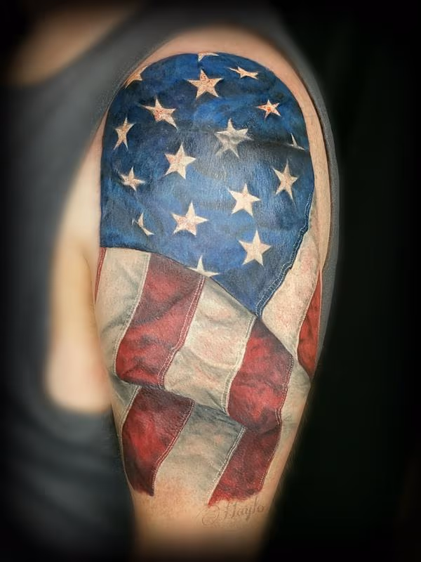 Realistic American Flag Tattoo
