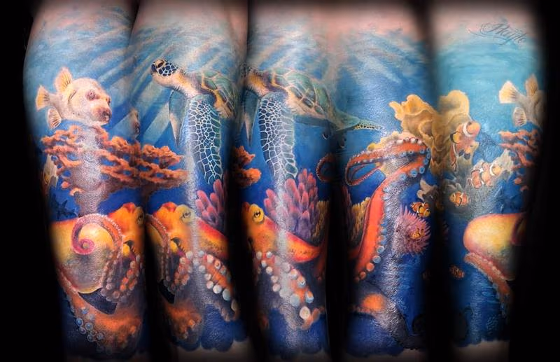 Ocean scene tattoo