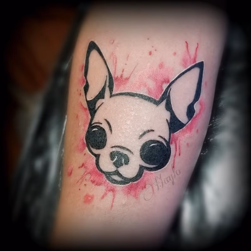 Chihuahua dog watercolor tattoo by Haylo