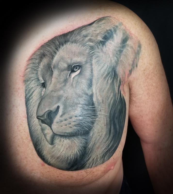Lion on chest