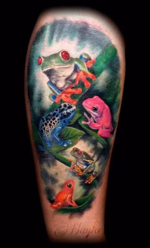 Custom Tree Frog Leg Tattoo
