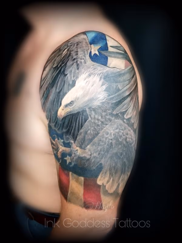 Bald Eagle and American Flag half sleeve