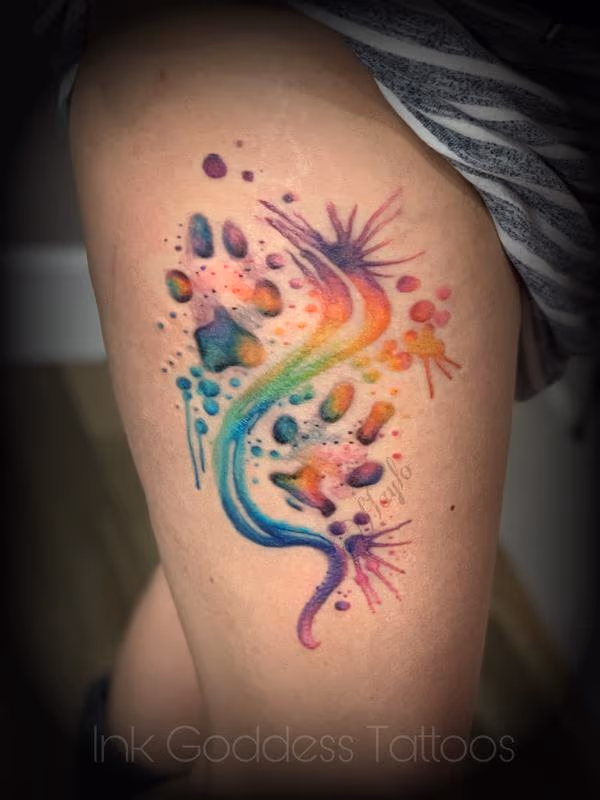 Paw print watercolor tattoo by Haylo