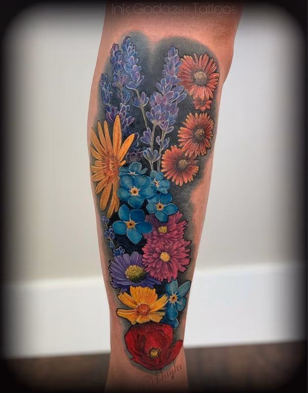 Utah Wild Flower leg tattoo by Haylo